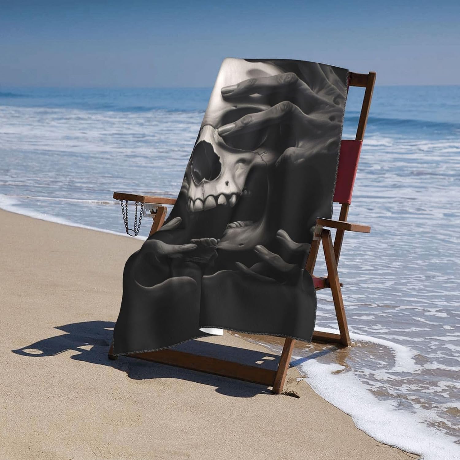 VANZEV Black Skull Beach Towel - 52x32 Ultra Absorbent Quick Dry Soft