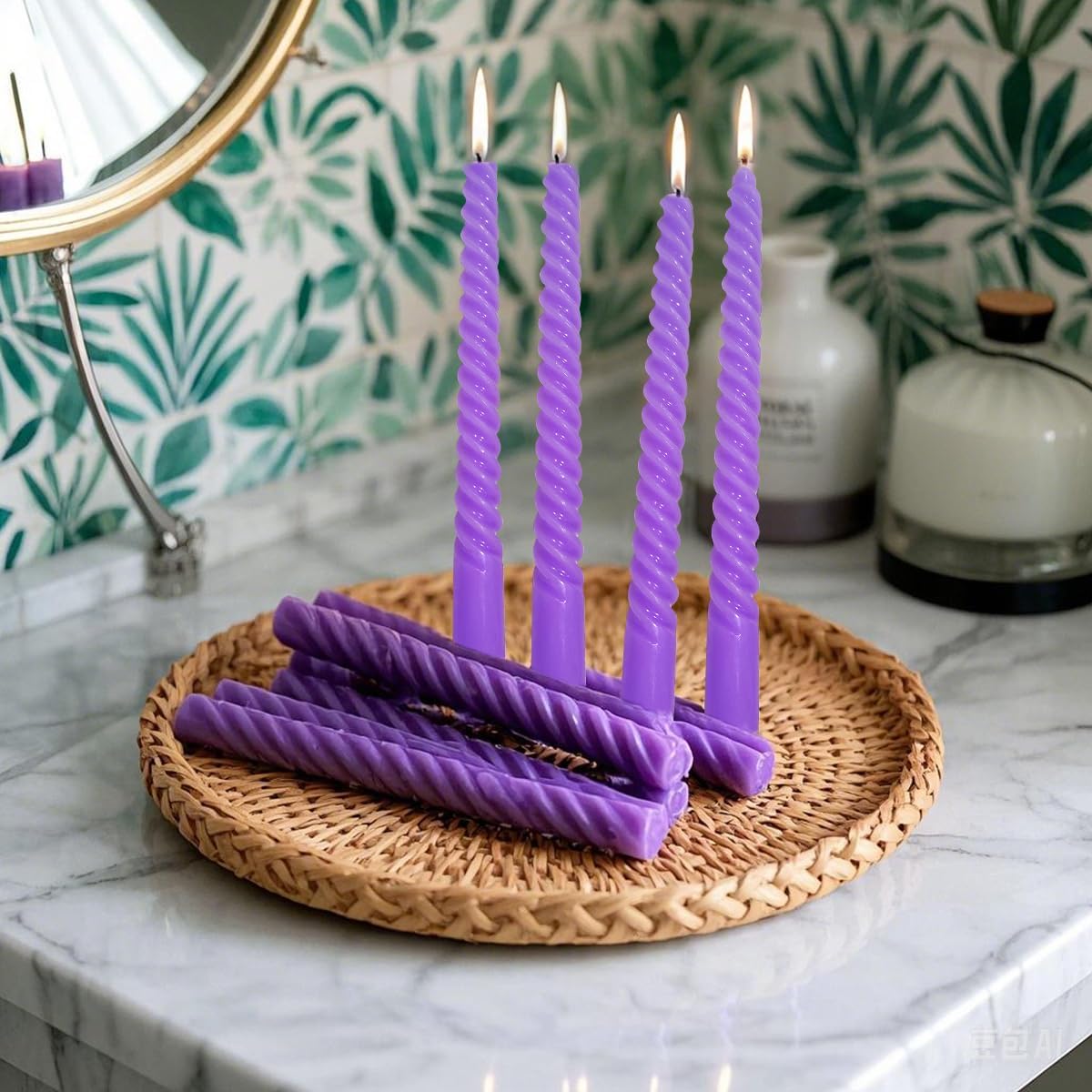 Beilisen 6 Pack 10 Inch Lavender Purple Taper Candles