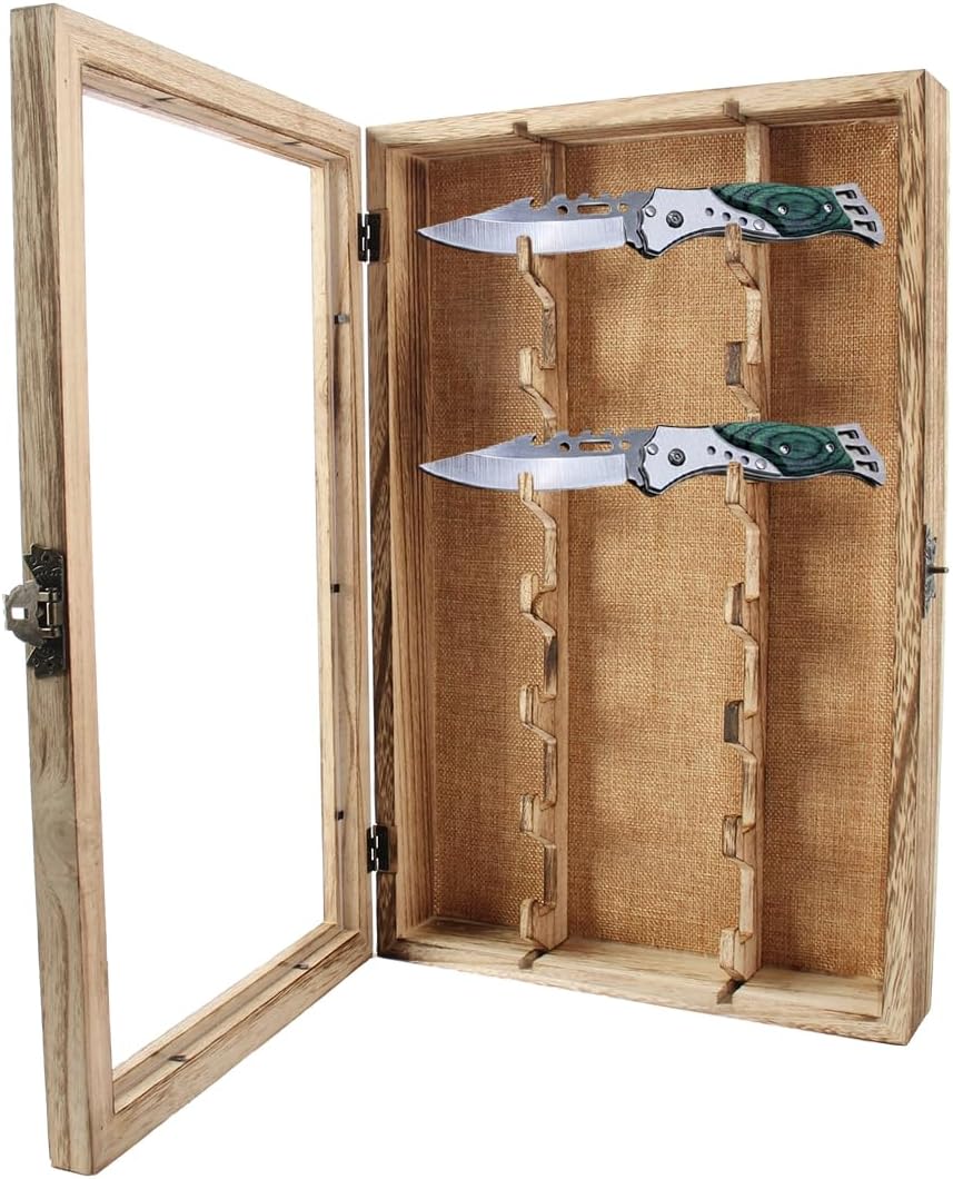 LITAITAI Wooden Knife Display Case with Hooks 1