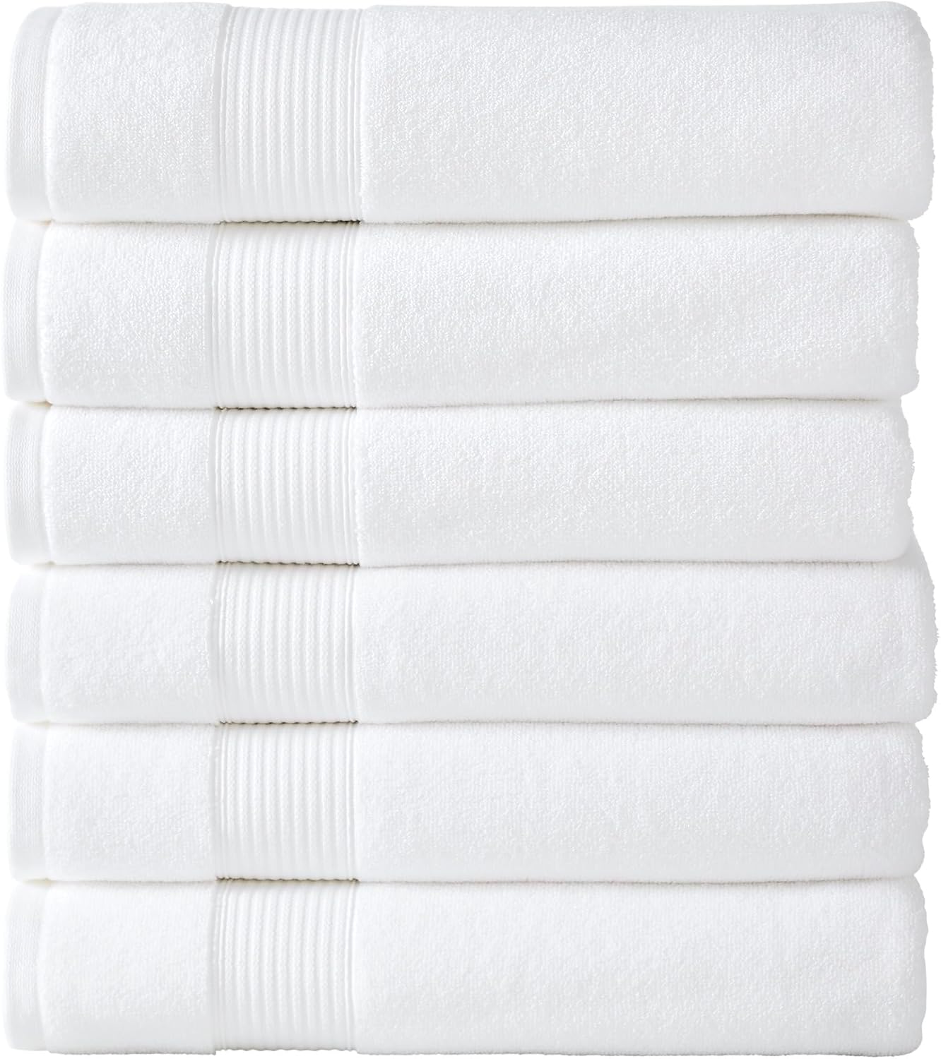 Modern Threads 6-Pack Bath Towel Set 100 Ring Spun Cotton 30x60 White