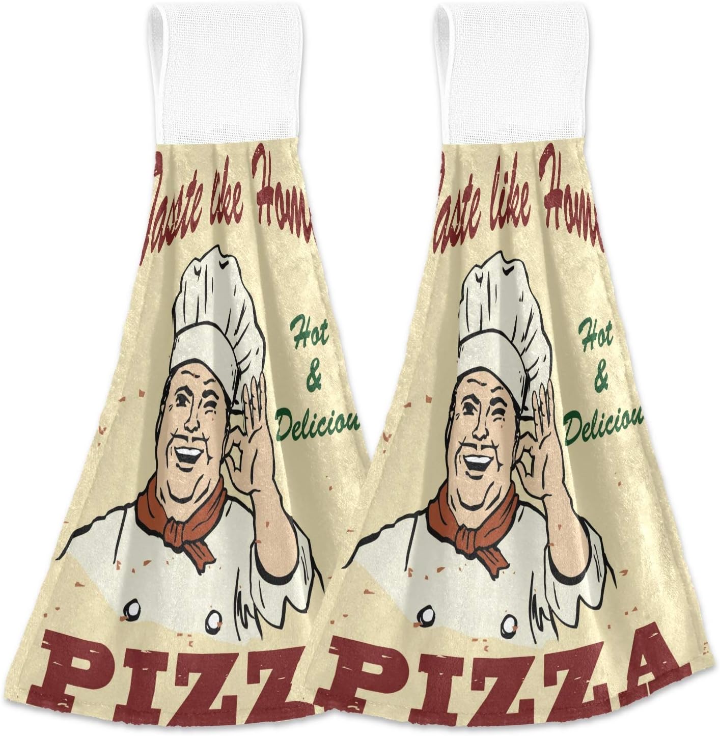 Kcldeci Vintage Pizza Hand Towels 2 Pack