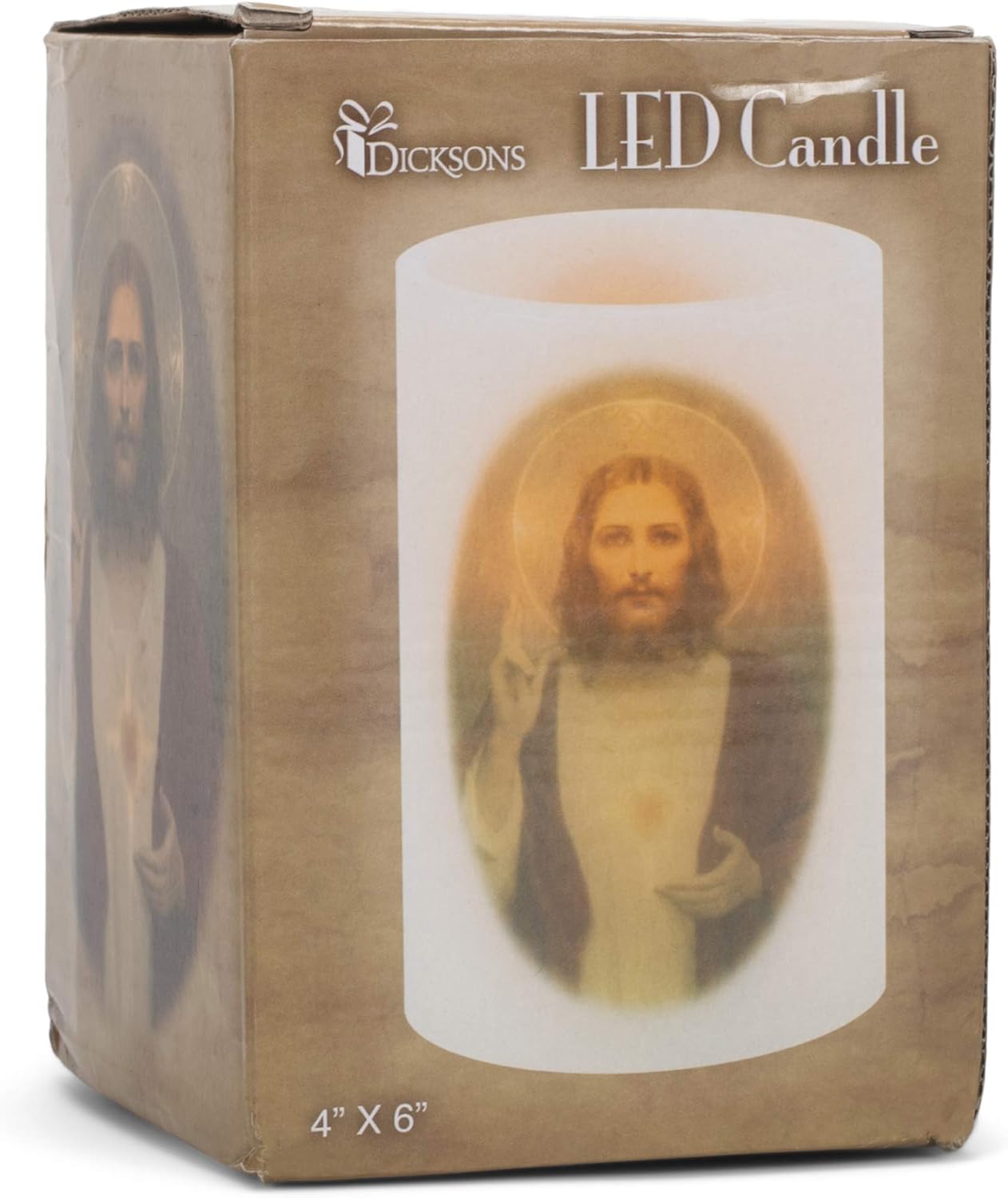 Sacred Heart of Jesus Pillar Candle White 4x4 Wax Mold