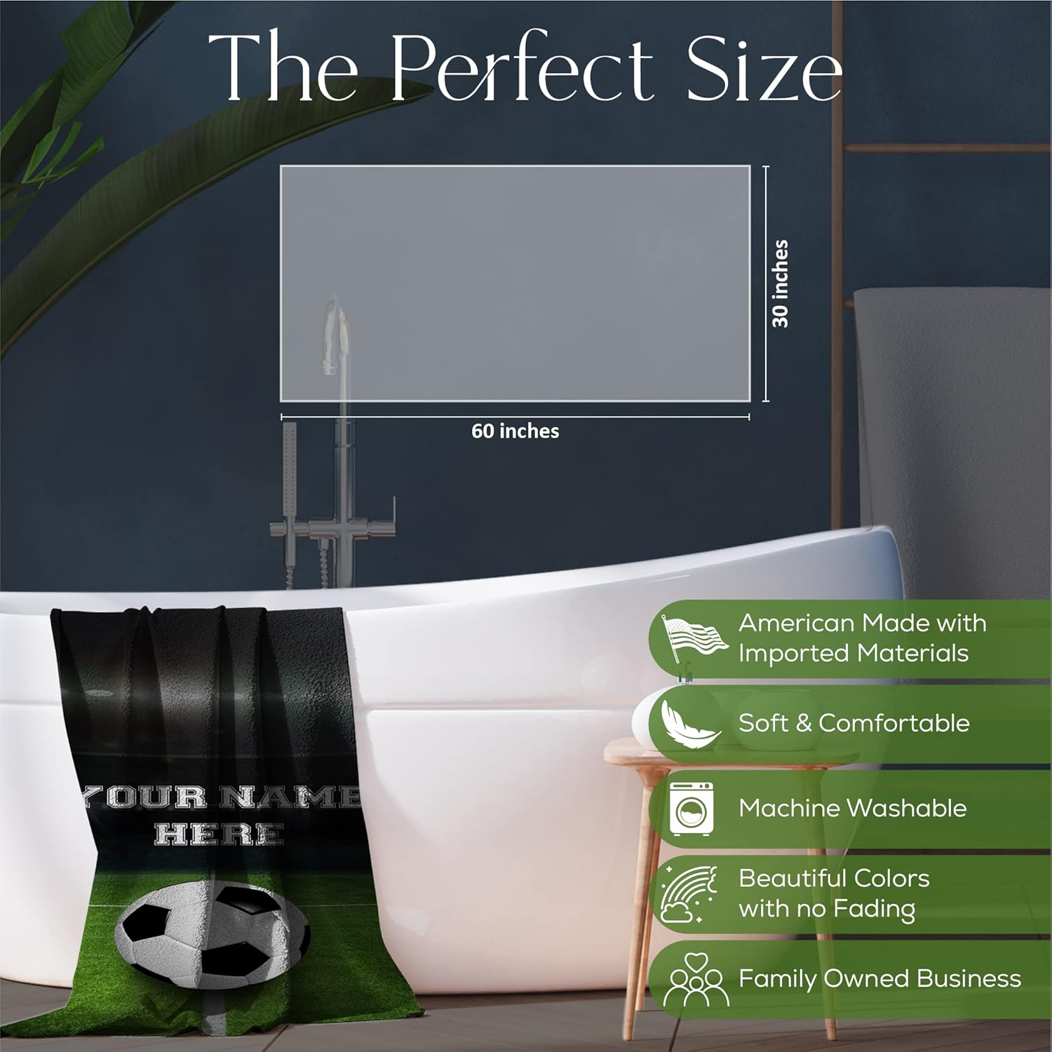 Personalized Soccer Ball Beach Towel for Kids and Adults