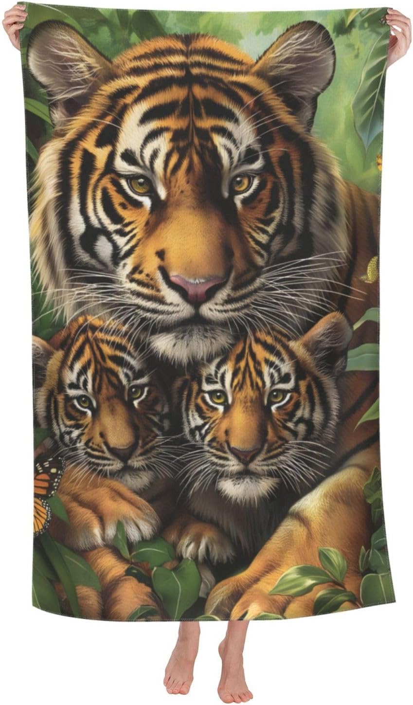 VANZEV Tiger Family Microfiber Beach Towel 31x51in