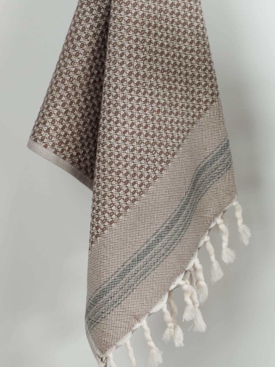 DEMMEX Set of 2 Micro Waffle Hand Towels - Brown