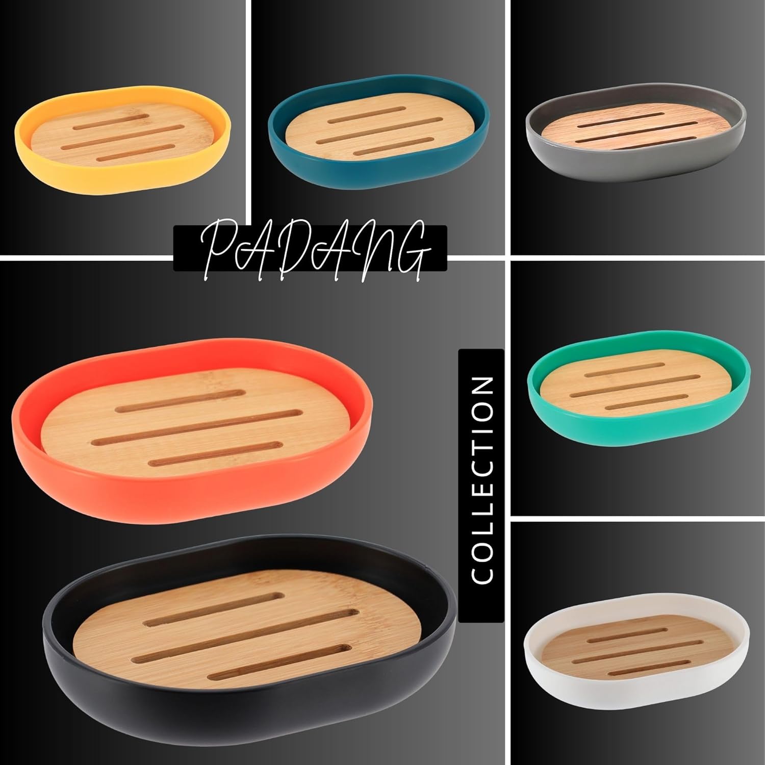 Premium Orange Soap Dish with Bamboo Tray 1