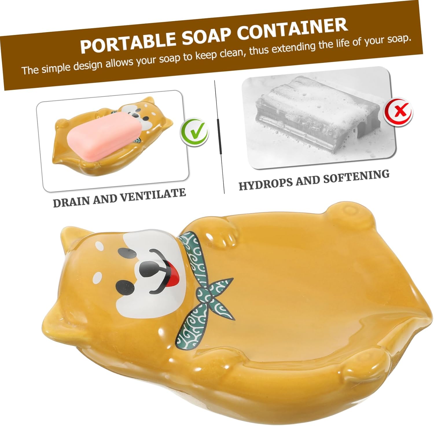 LIFKOME Dog Shaped Ceramic Soap Dish Holder