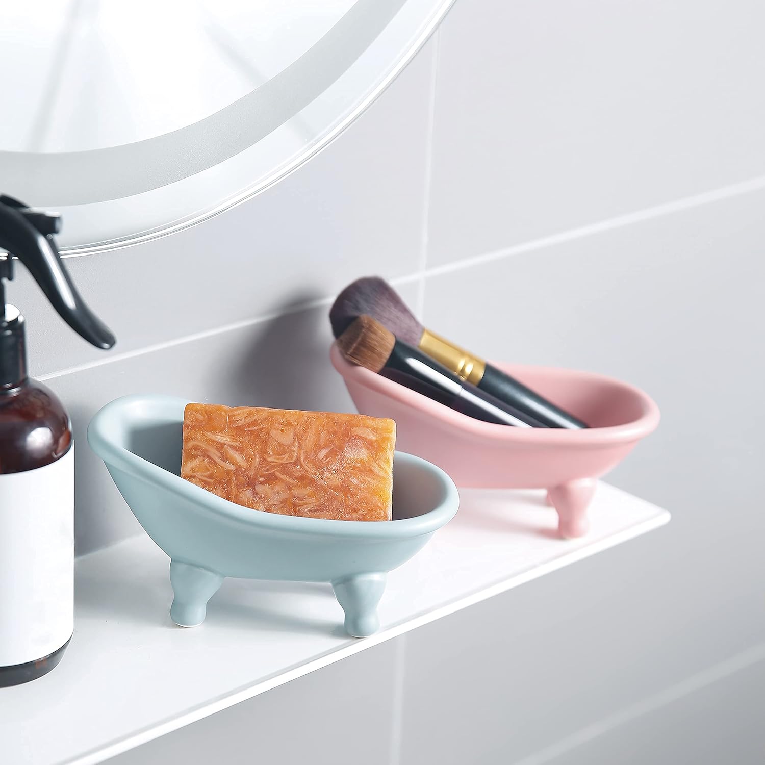 Colorful Ceramic Mini Clawfoot Soap Dish Orange