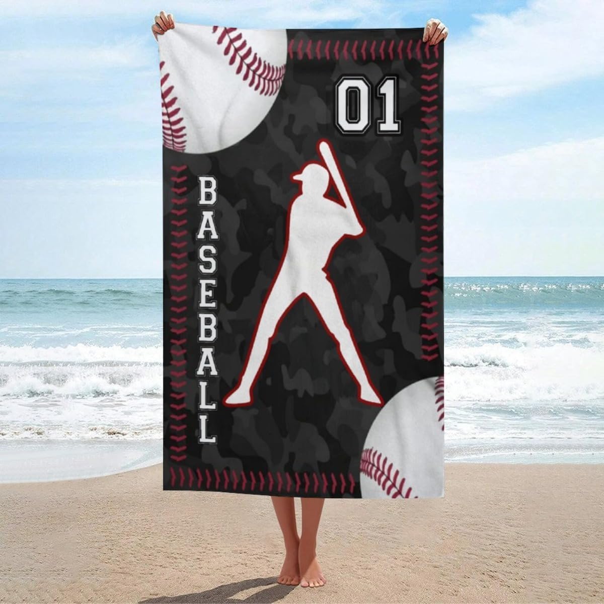 Custom Baseball Beach Towel with Name
