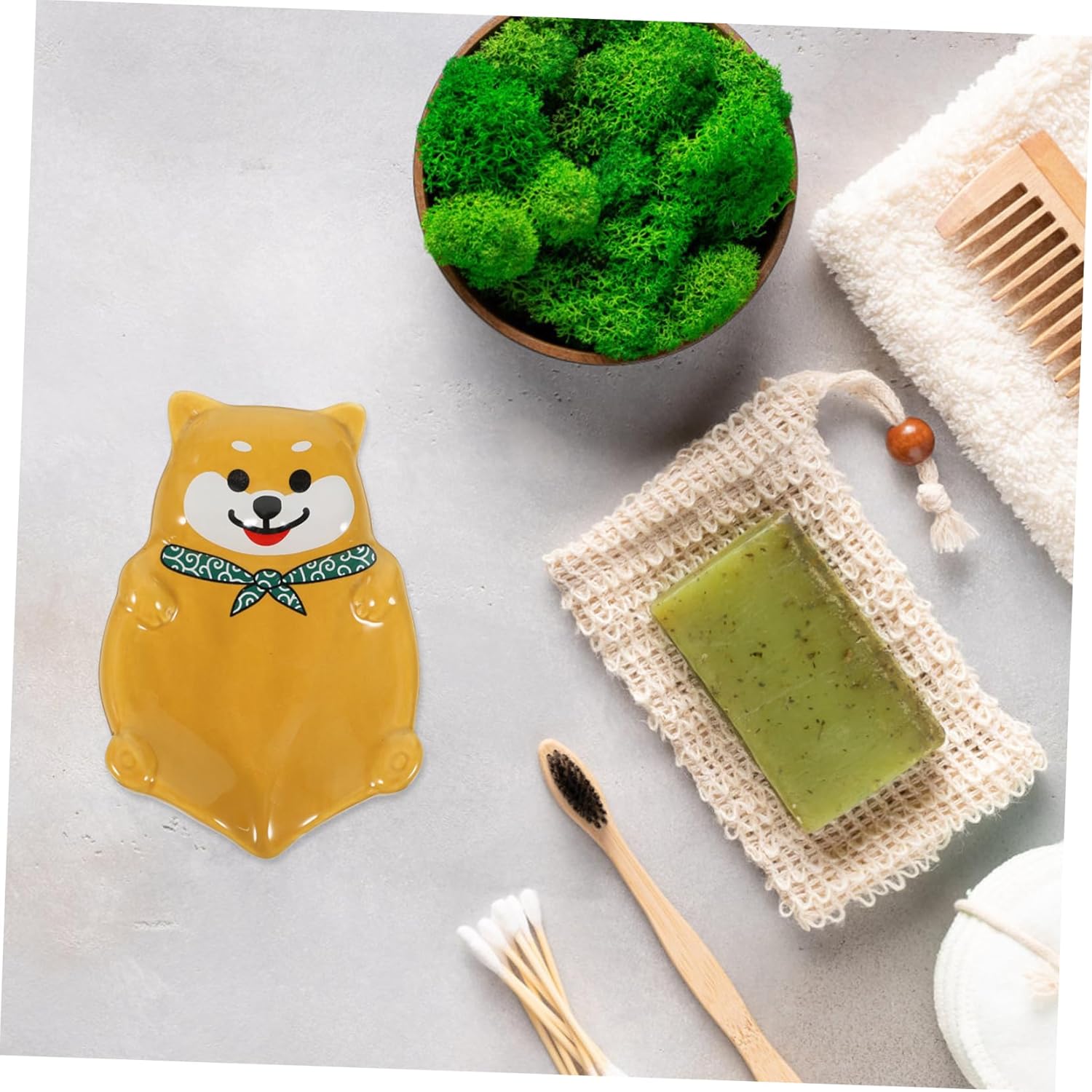 Cute Dog Shaped Ceramic Soap Holder with Drainage