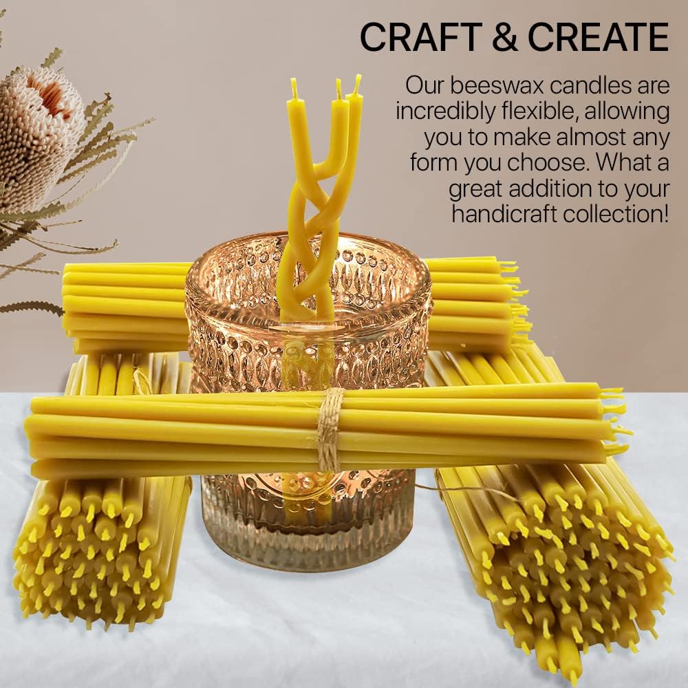 45 Pack Pure Beeswax Taper Candles 7 Inch Honey Scented
