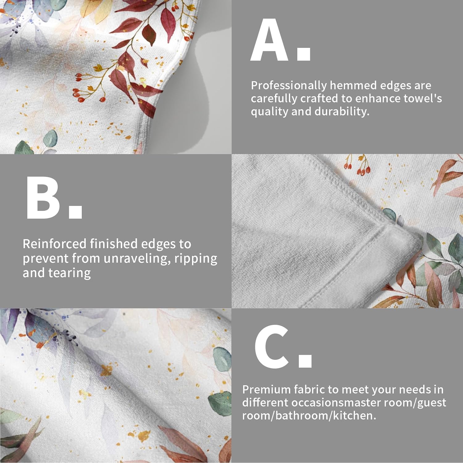 Imiss Colorful Leaf Botanical Towel Set of 2