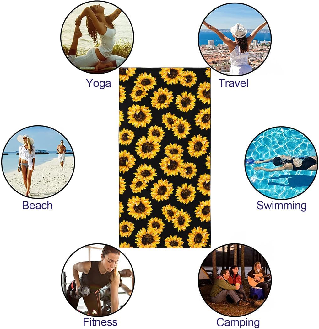 Rstick Sunflower Beach Towel 36x72 Quick Dry Sand-Free