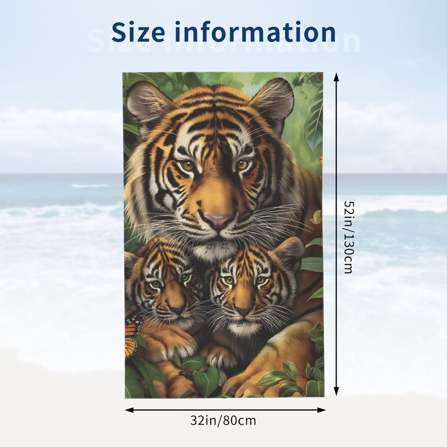 VANZEV Tiger Family Microfiber Beach Towel 31x51in