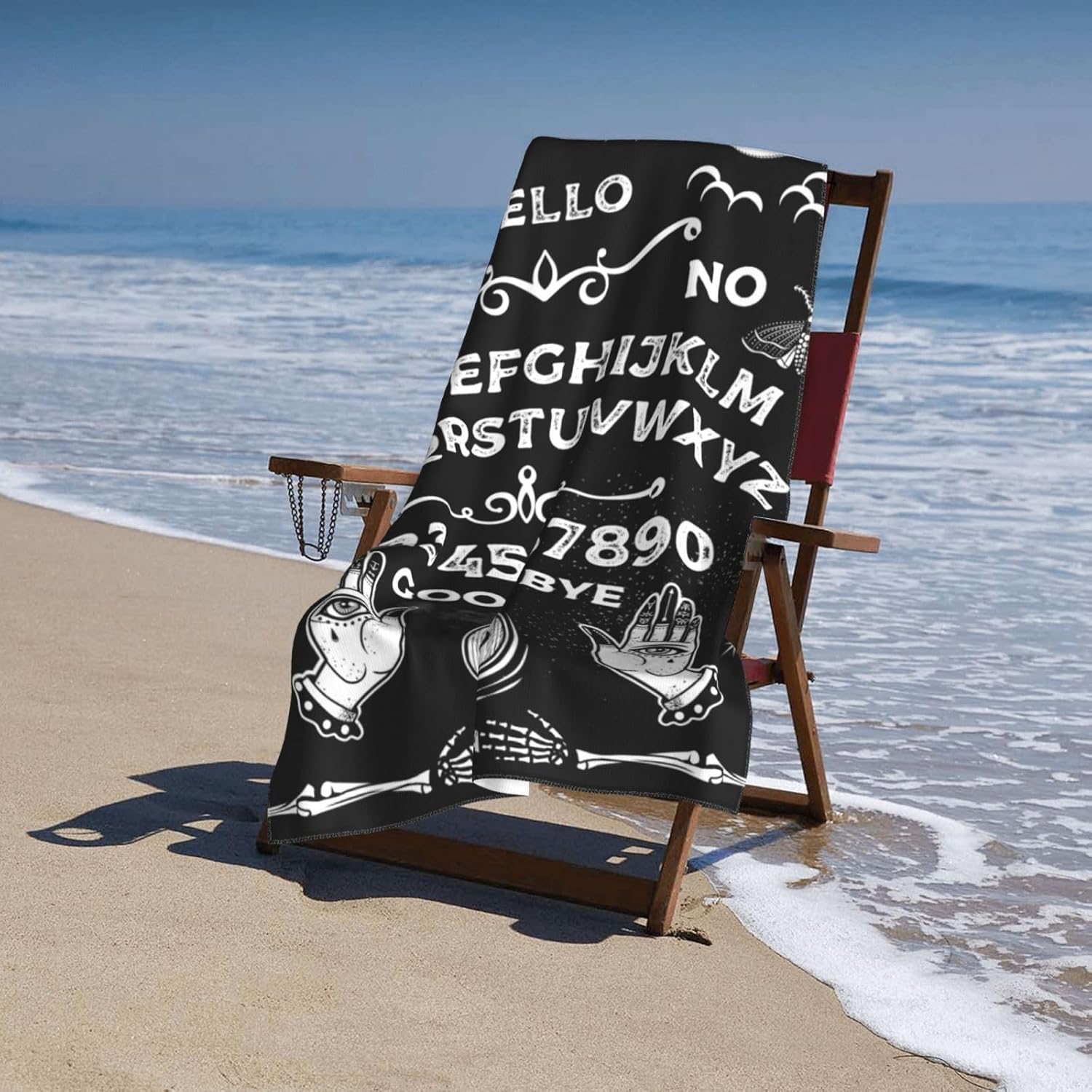 Goth Ouija Board Skull Beach Towel Quick Dry