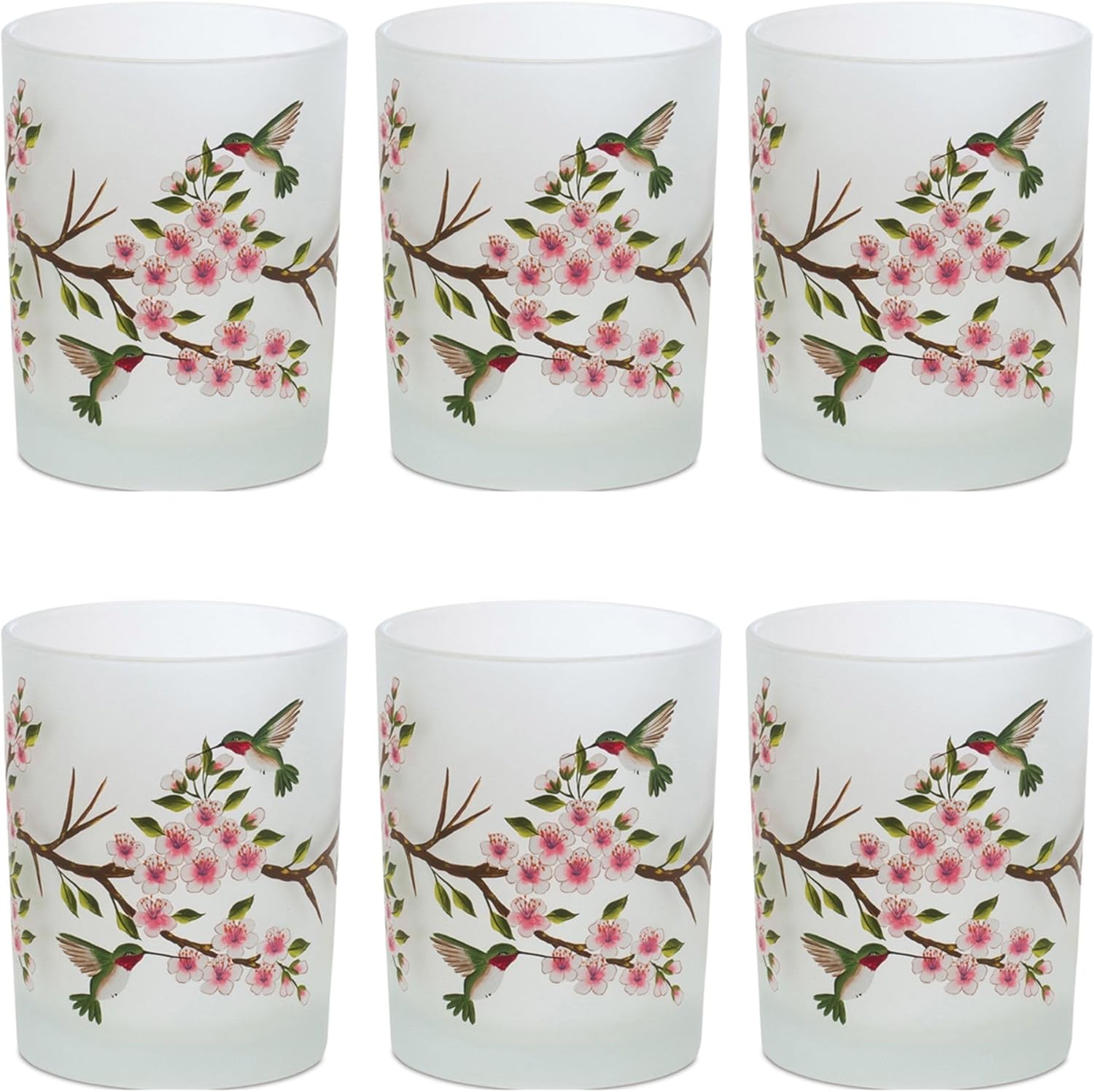 Melrose International Glass Hummingbird Votive Candle Holder Set of 6