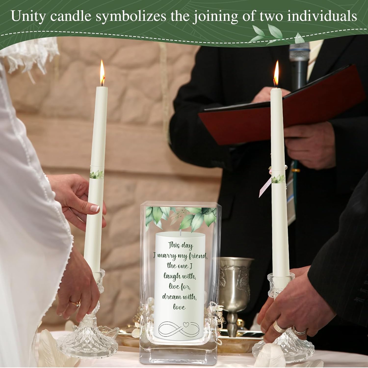 FoldTier Unity Wedding Candles with Holder Set