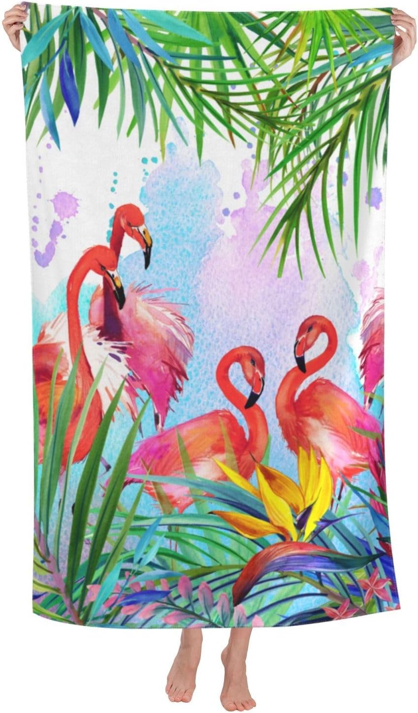 VOOHDDY Flamingo Beach Towel Large Microfiber 1