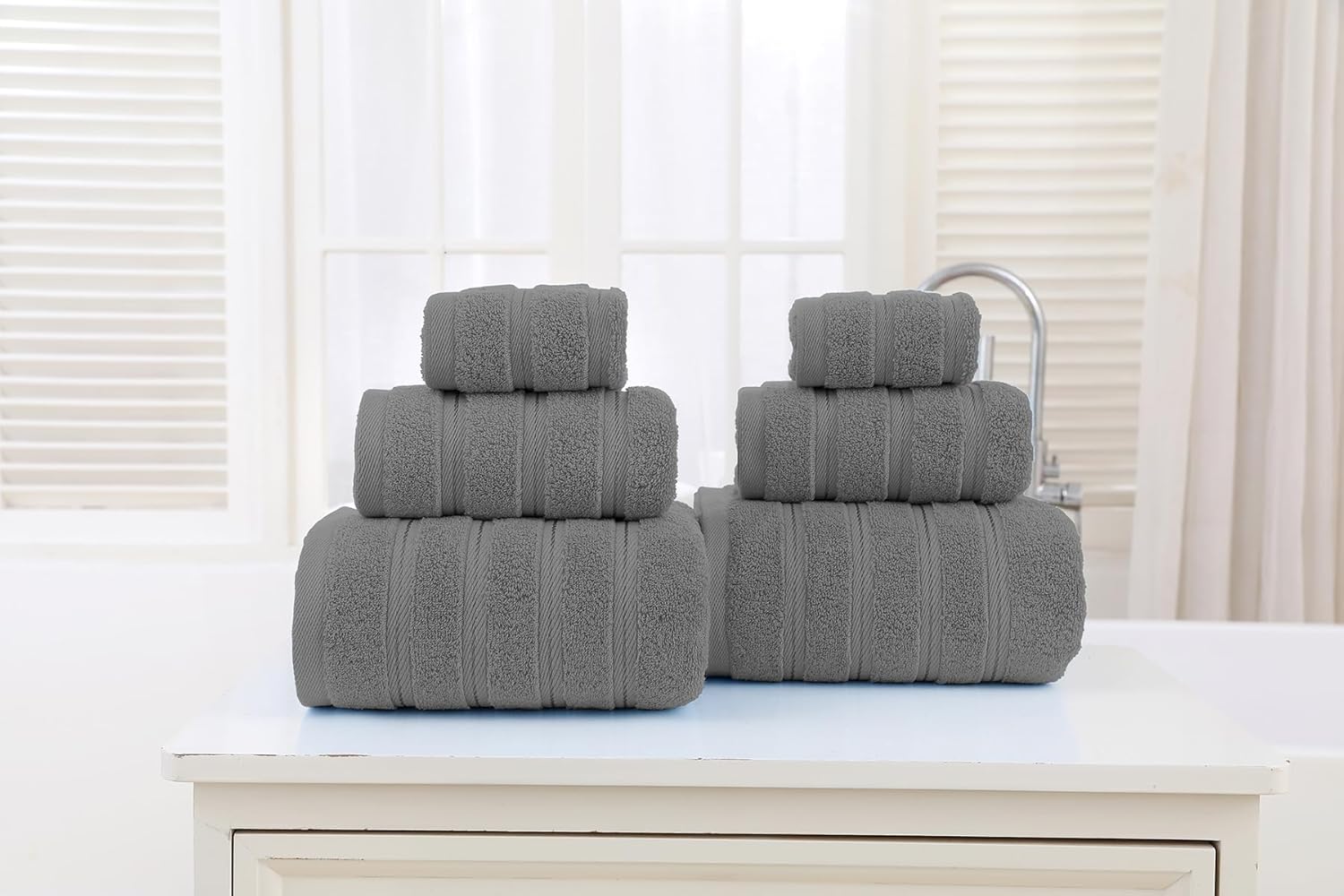 ZISH Soft Linen Luxury 100 Turkish Cotton Towel Set - 6 Pieces Grey