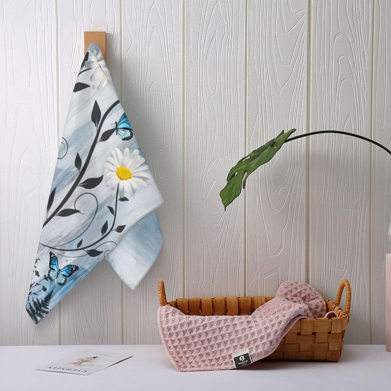 Bapcoku Butterfly Daisy Hand Towels Set of 2