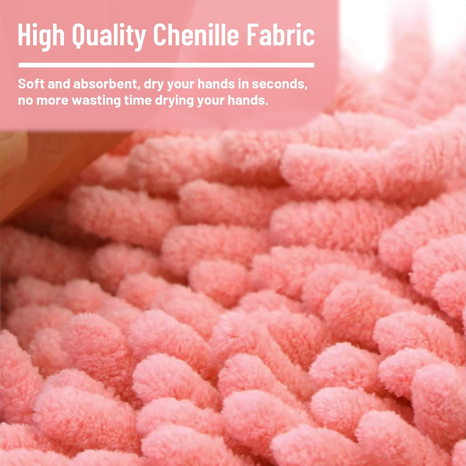 Dormercy Cute Chenille Hand Towels with 4 Hooks