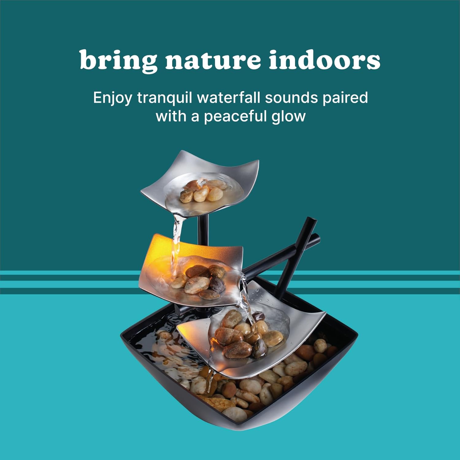 Homedics Water Fountain with Soothing Sound and River Rocks