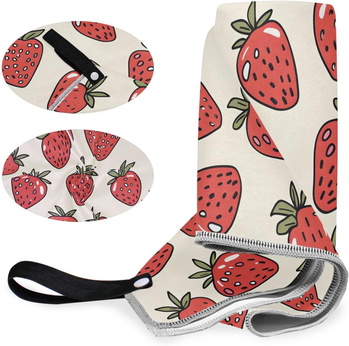 SUABO Strawberry Bath Towels with Hanging Loops