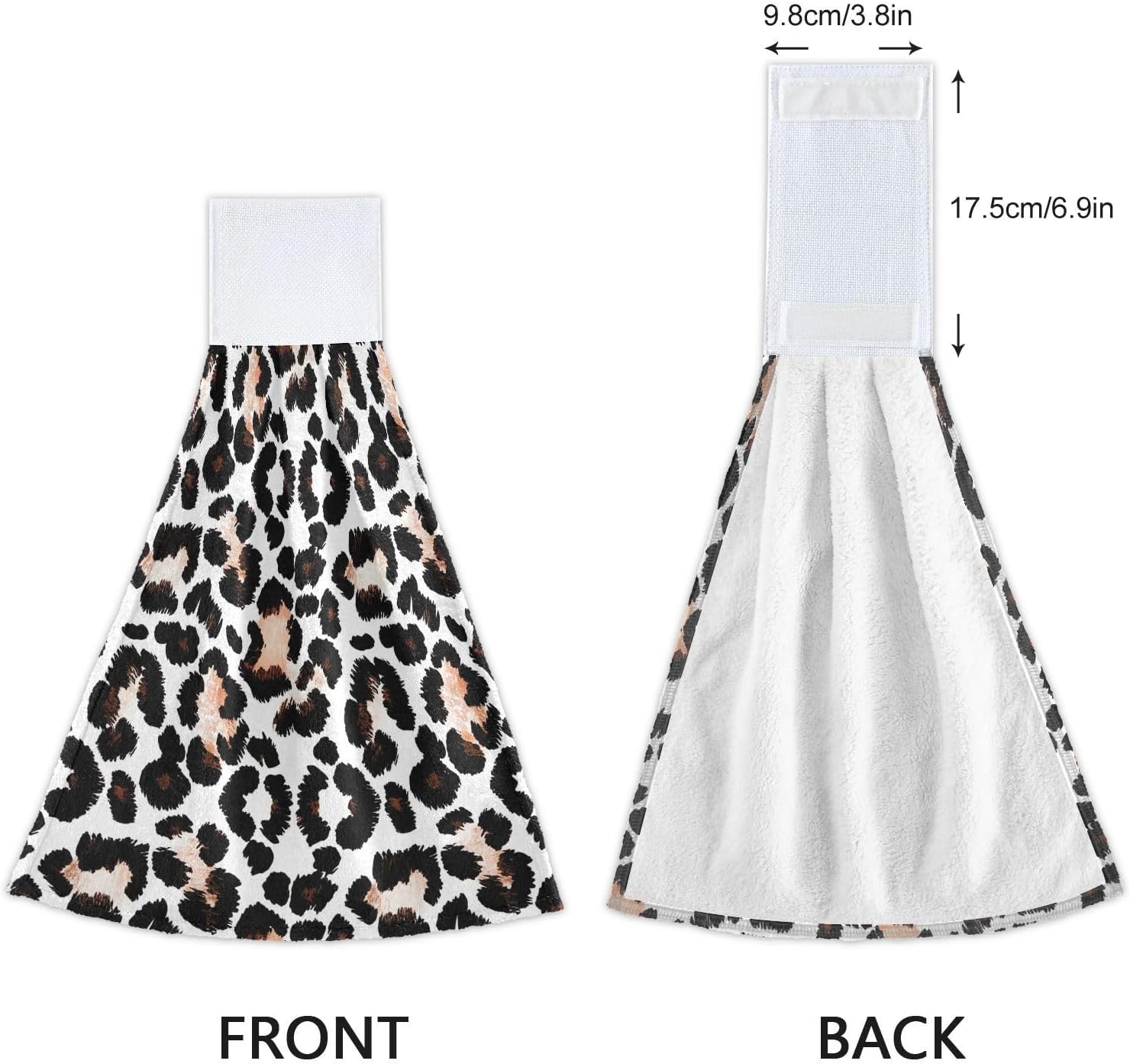 RPLIFE Bath Towels with Loops Set of 2 Black White Leopard Print