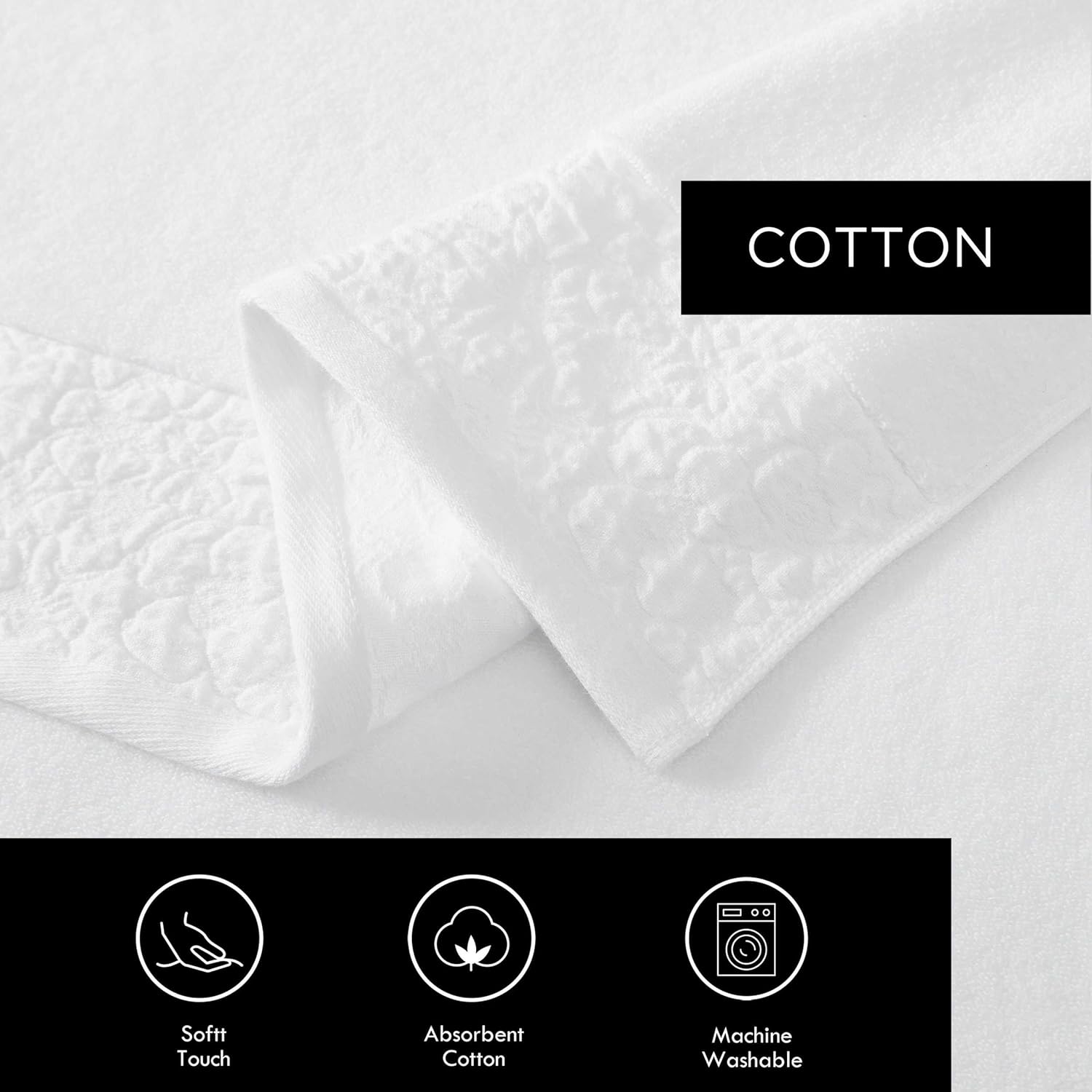 Vera Wang 6-Piece Tonal Floral White Bath Towel Set