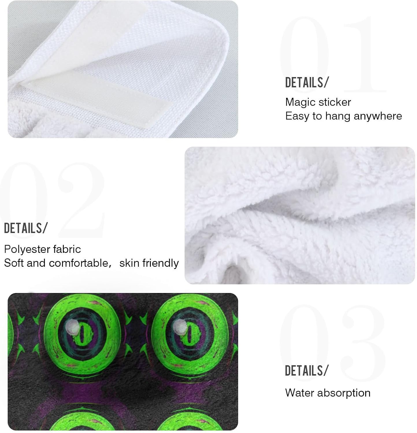 RPLIFE Psychedelic Green Eyes Towel Set of 2