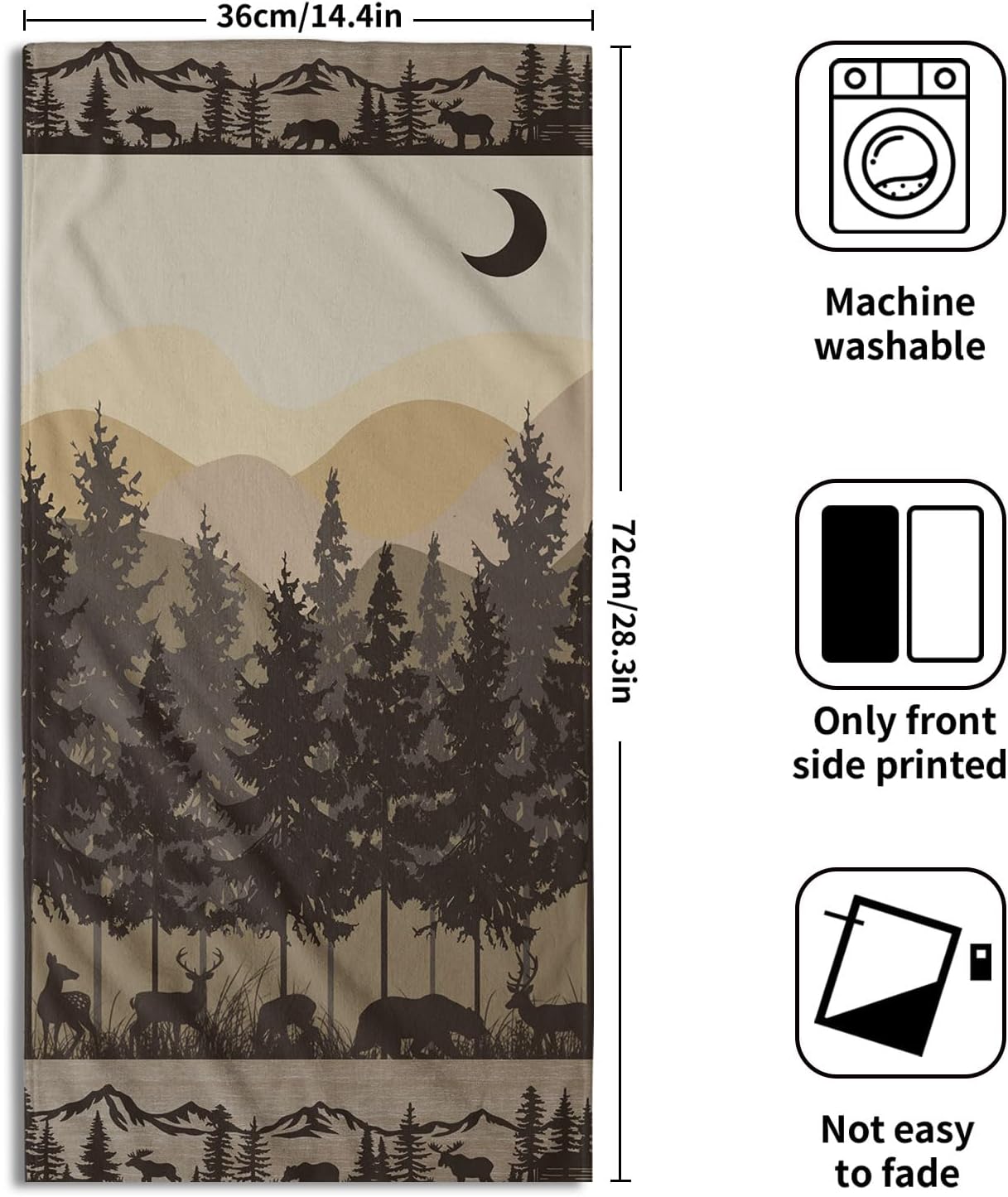 Imiss Black Bear Deer Hand Towel Set of 2