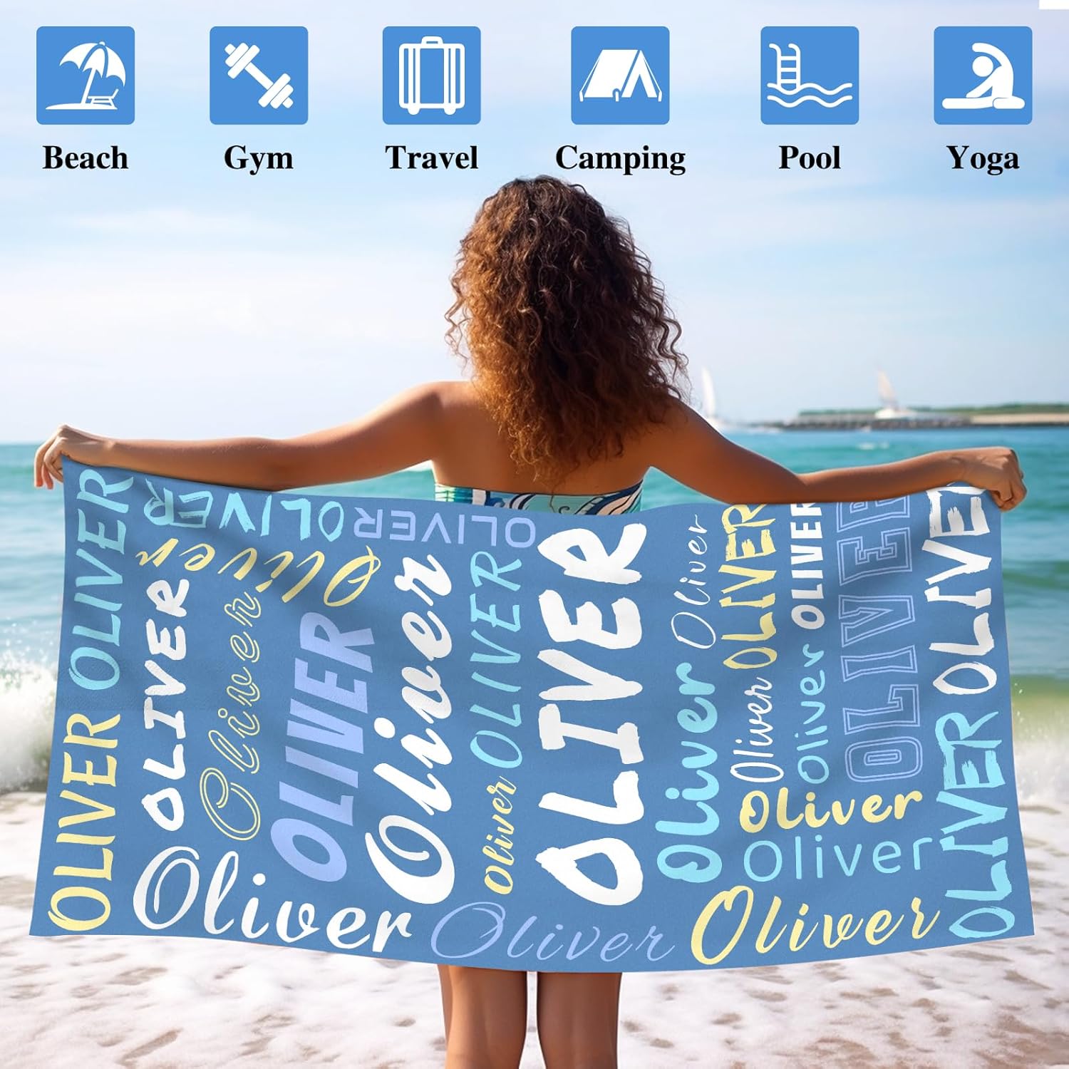 PUREFLY Personalized Beach Towel with Name - 420GSM Cotton Blend