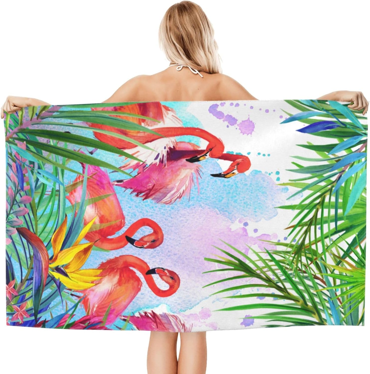 VOOHDDY Flamingo Beach Towel Large Microfiber 1
