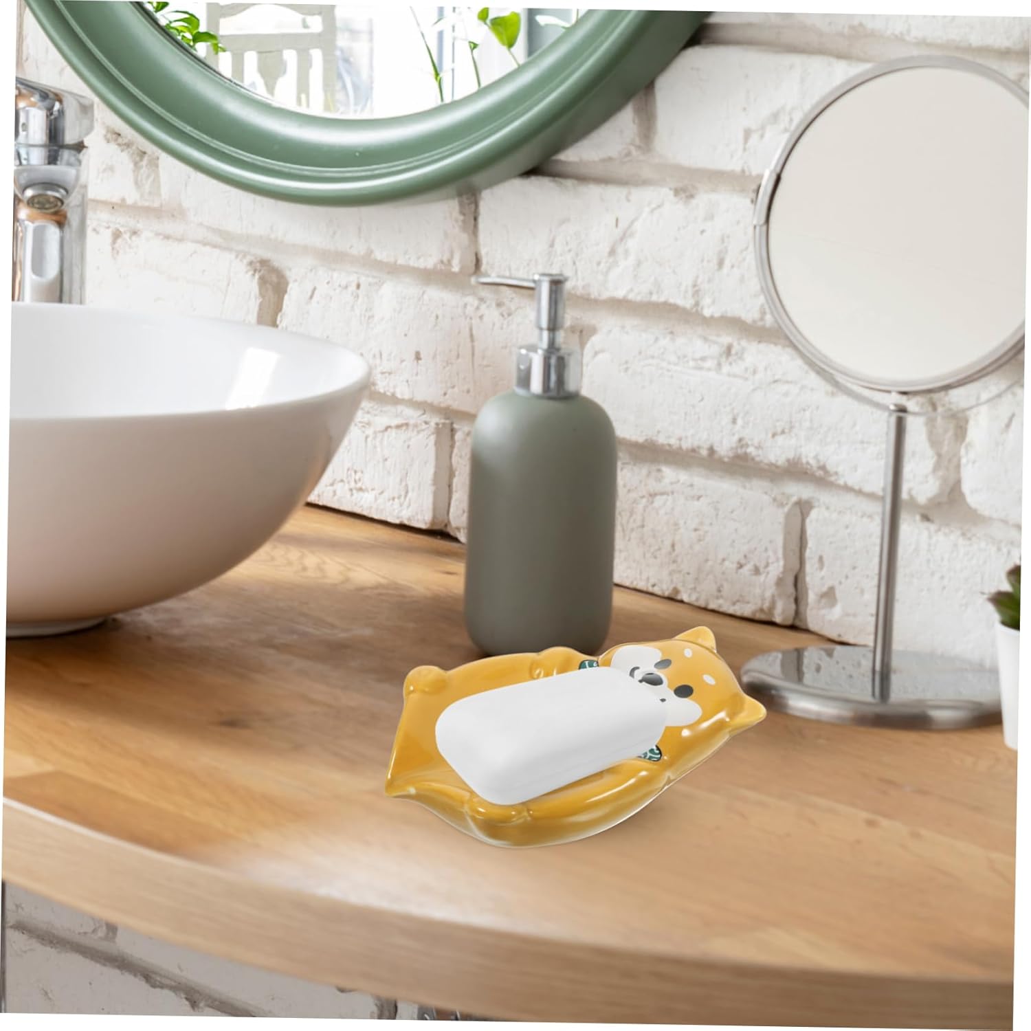 LIFKOME Dog Shaped Ceramic Soap Dish Holder