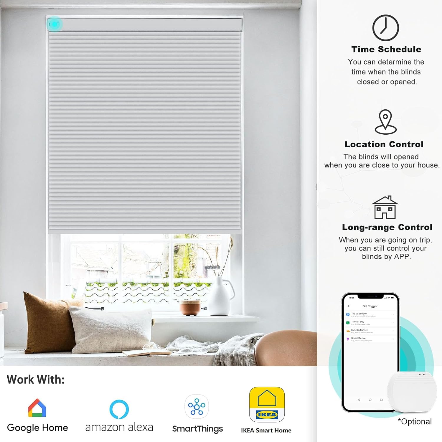 Changshade Motorized Cellular Shades with Remote Control