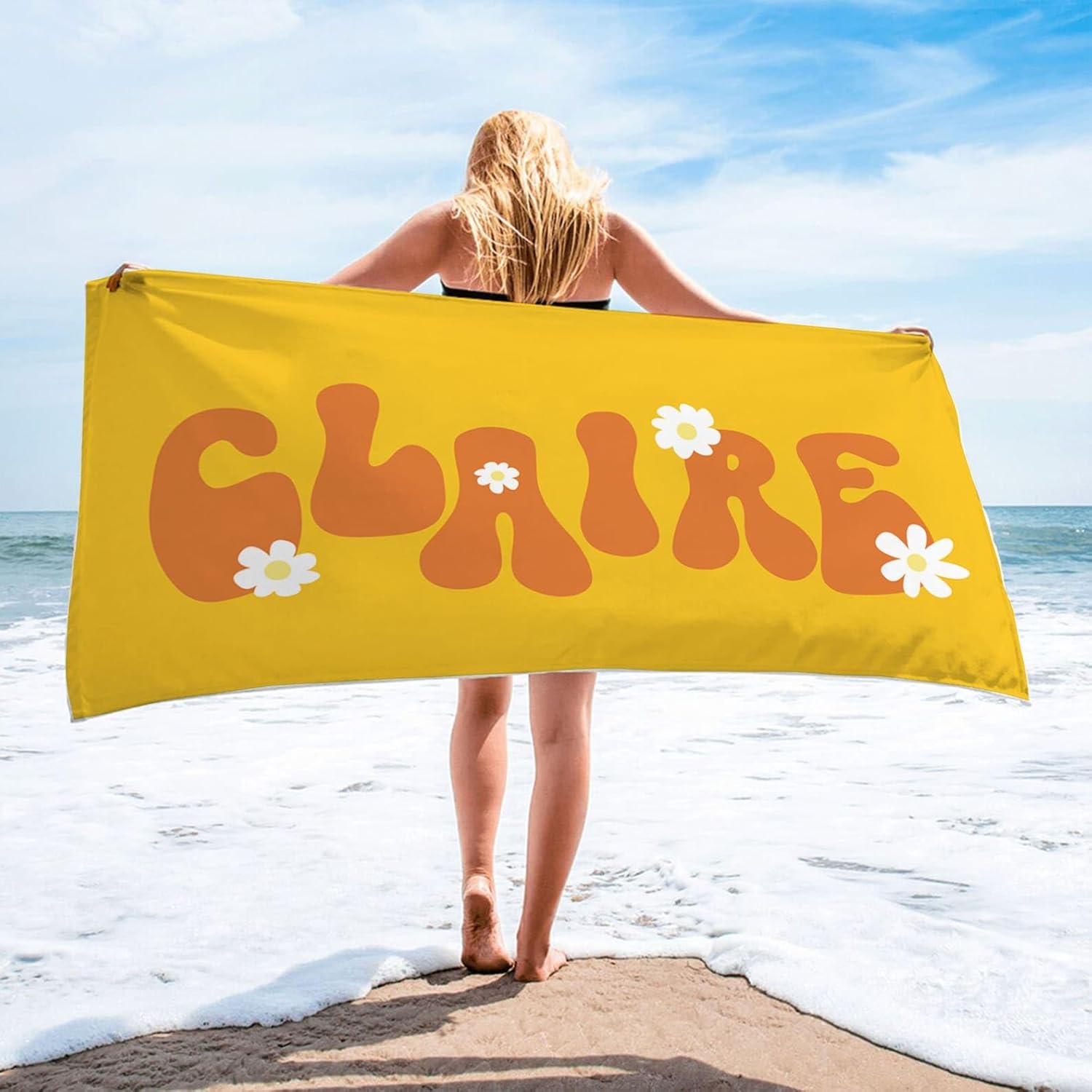 Personalized Retro Beach Towel for Kids and Adults