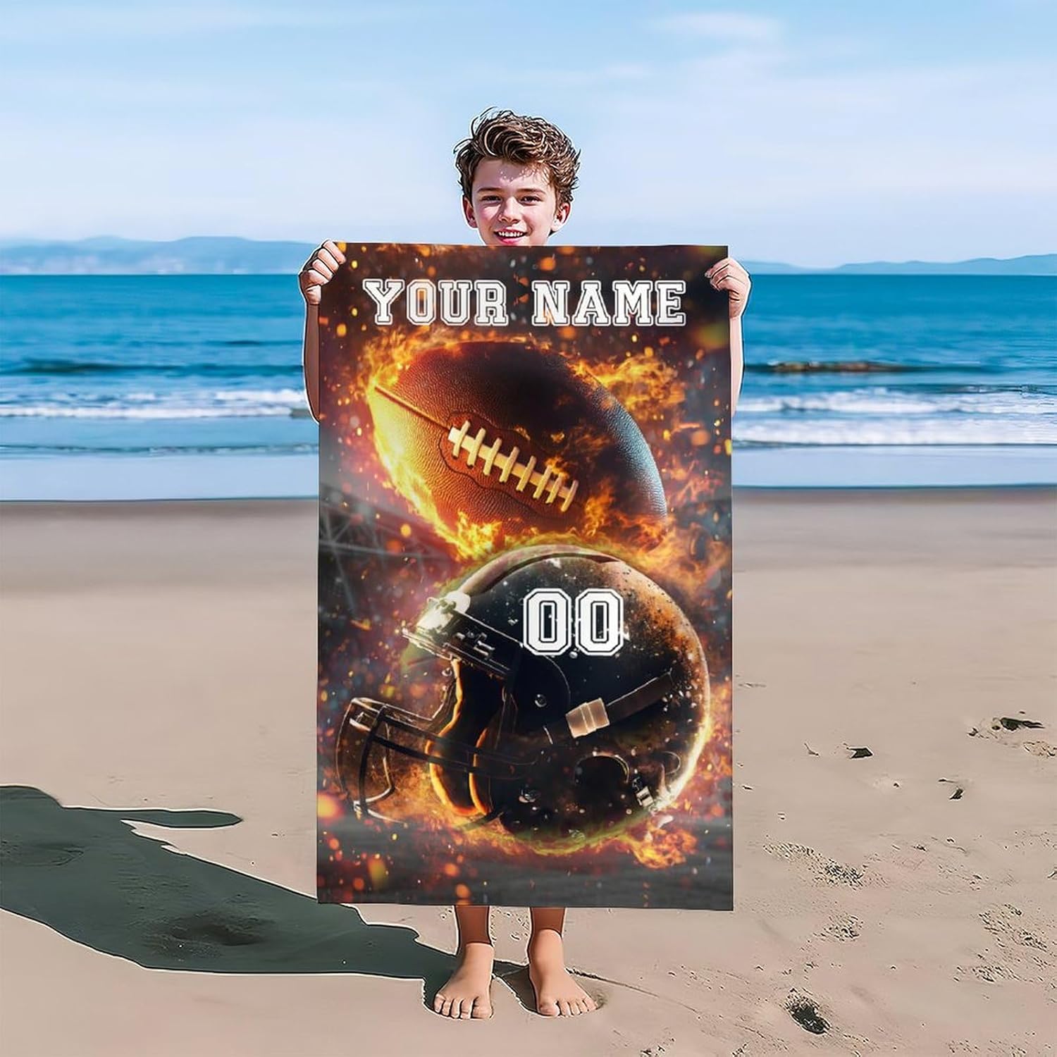 Custom Football Beach Towel for Adults - 40 x 70 Quick Dry Microfiber