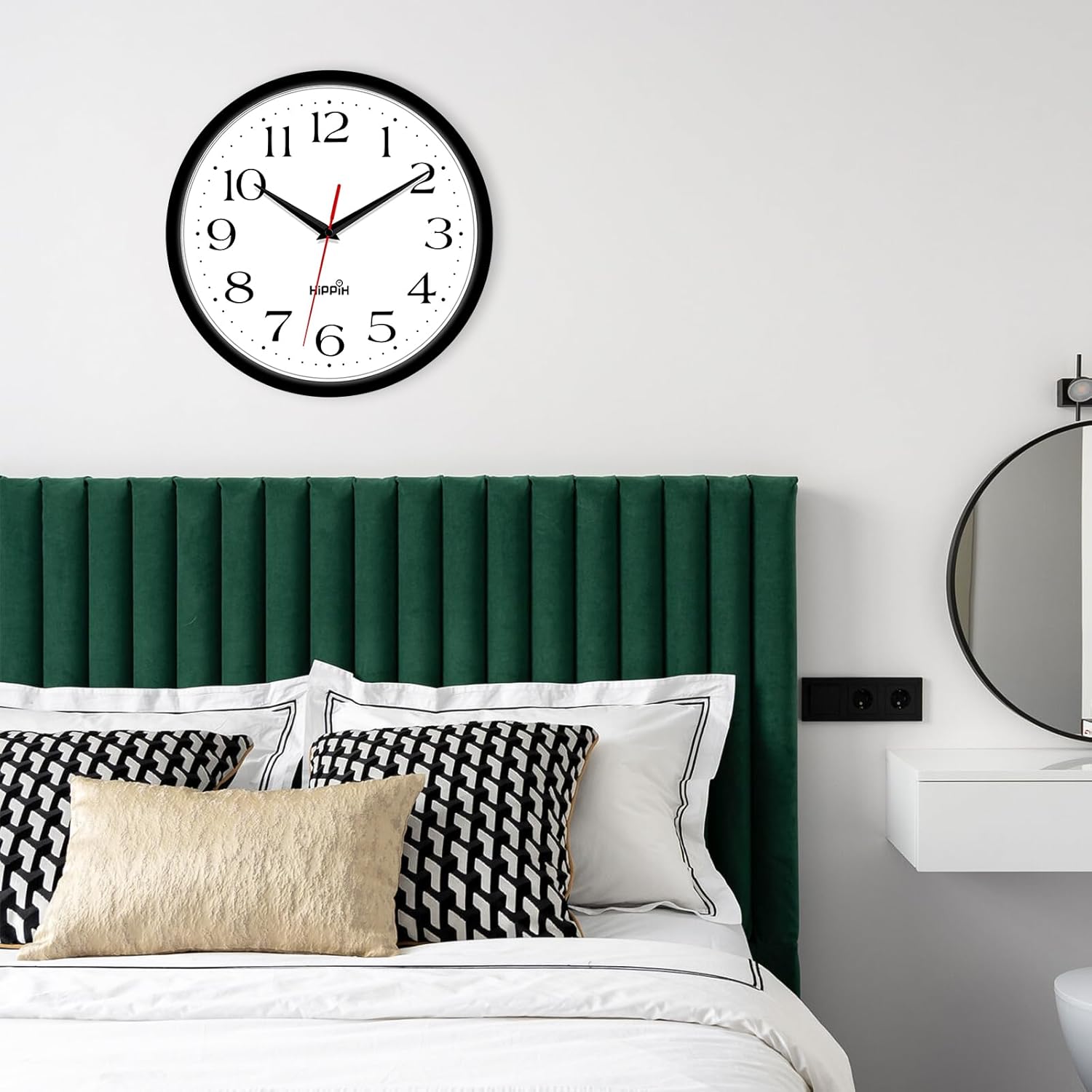 HIPPIH 2 Pack Silent Digital Wall Clocks 10 Inch Black