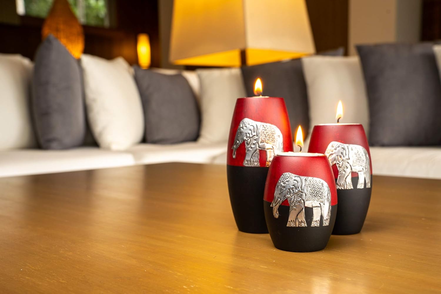 IYARA CRAFT 3 Wooden Candle Holders Set 1