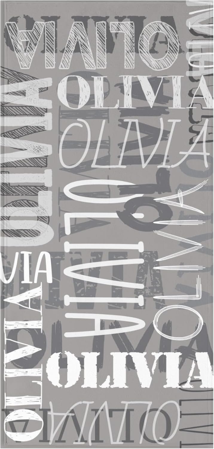 Custom Beach Towel with Names - Grey Oversized 32x72 1