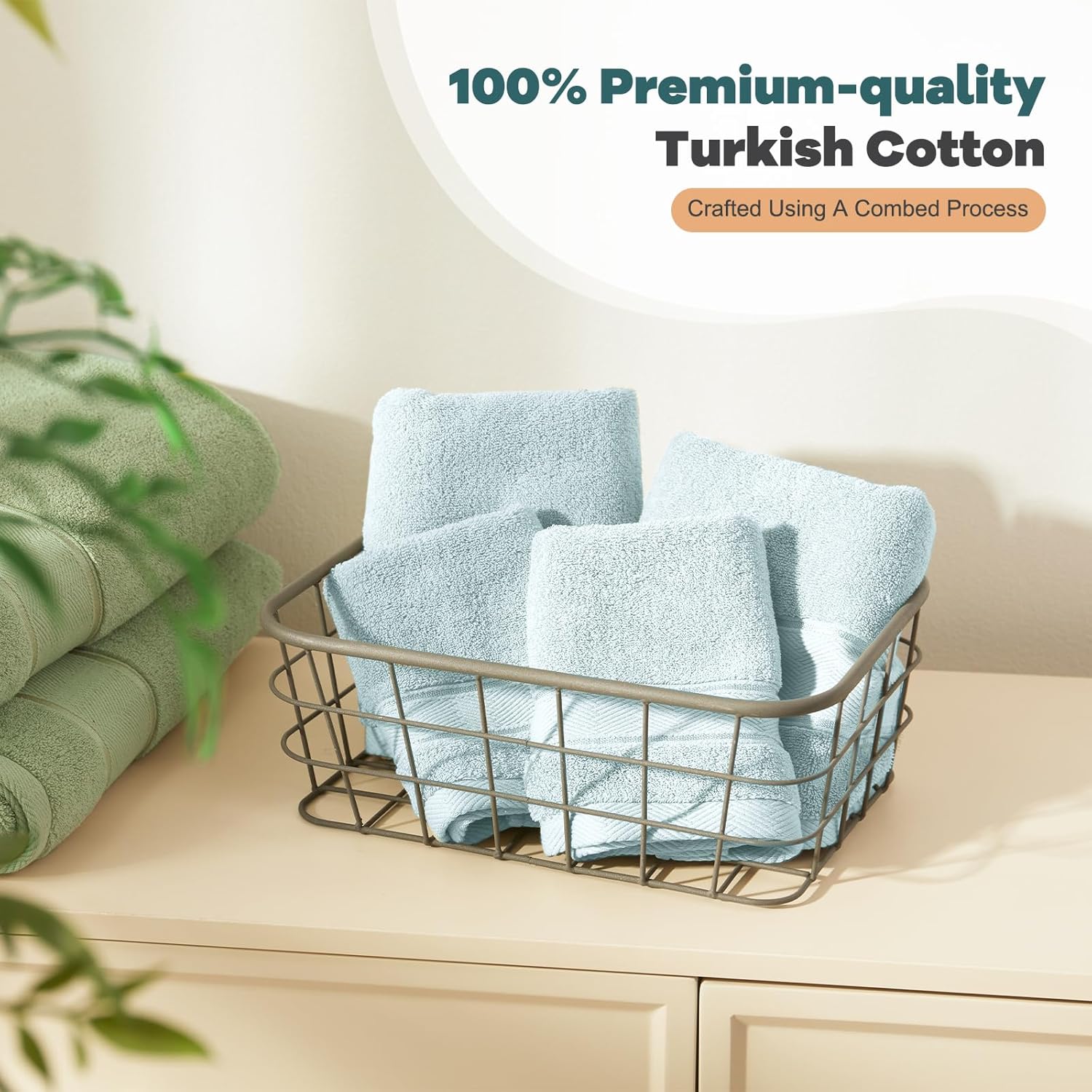 Marvione 6-Piece Bath Towel Set 100 Turkish Cotton 1