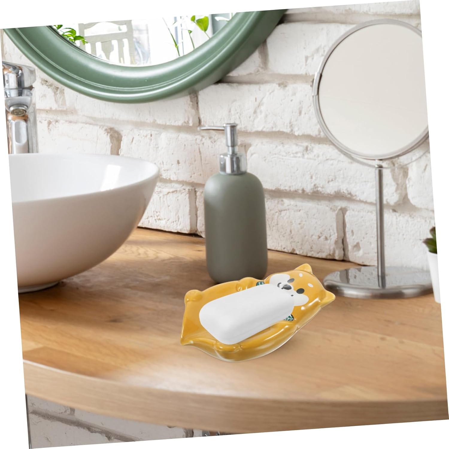 Cute Dog Shaped Ceramic Soap Holder with Drainage