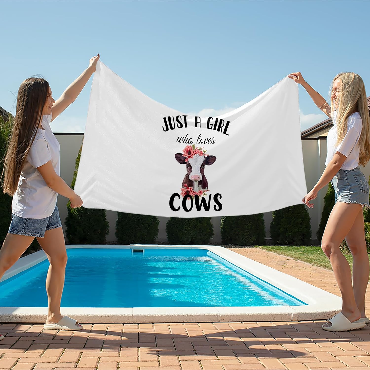 Tzhim Floral Cow Beach Towel 29x60in for Adults and Kids