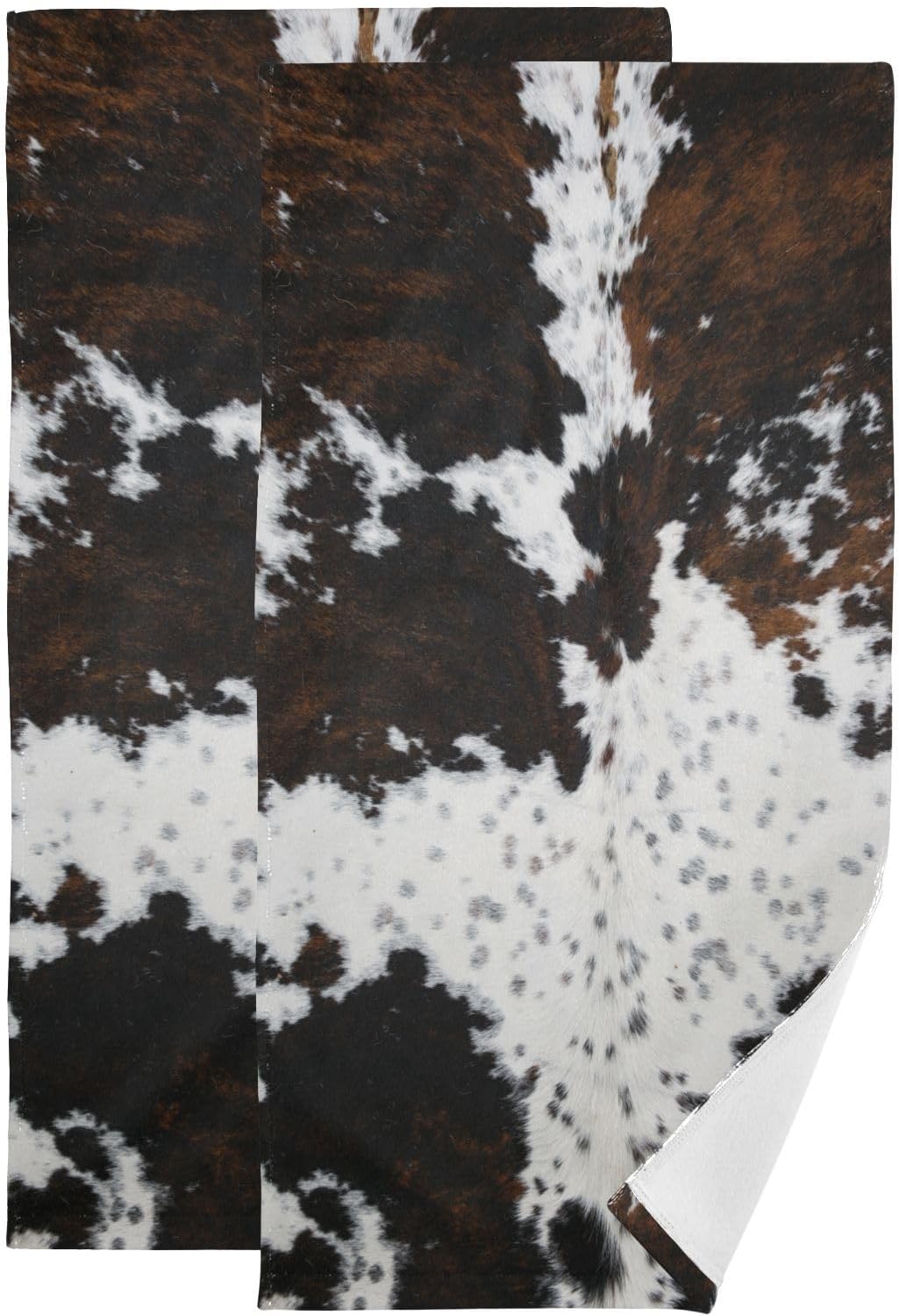 COVASA 2 Pack Cow Print Hand Towels for Bathroom and Kitchen
