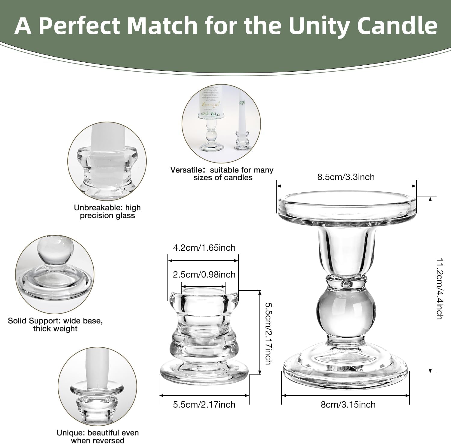 Extrogif Unity Wedding Candles Set with Holder