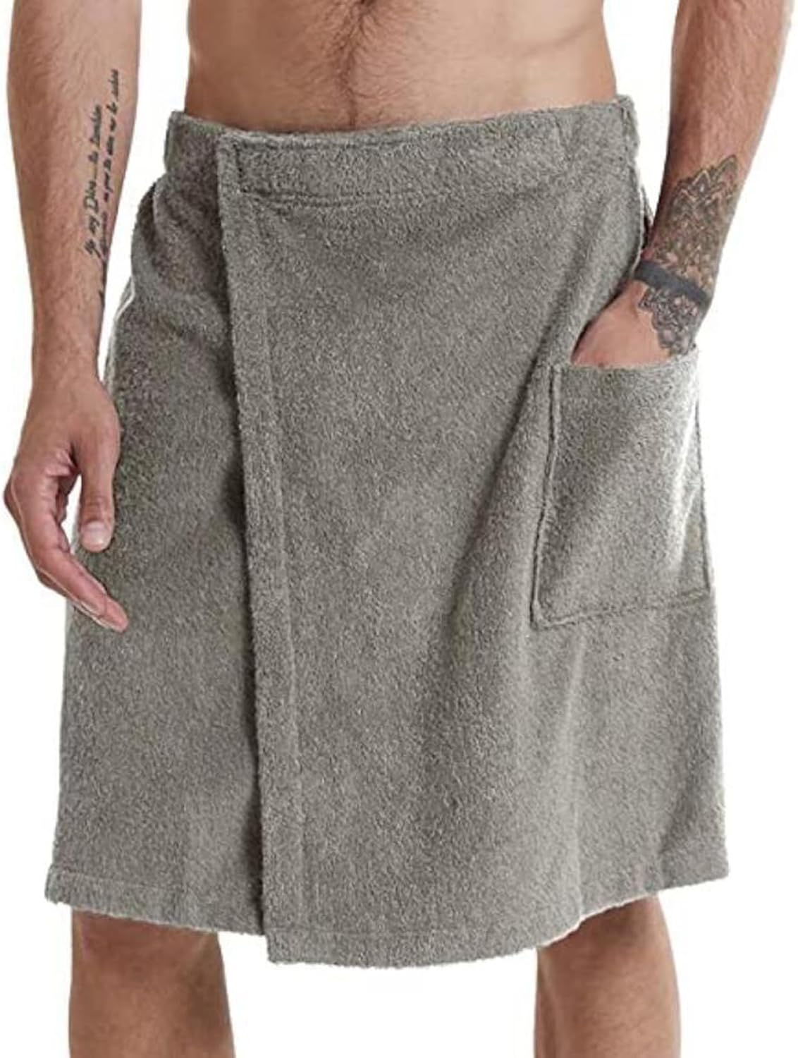 Men Boys Bath Towel Elastic Adjustable Wrap Wraparound with Pocket