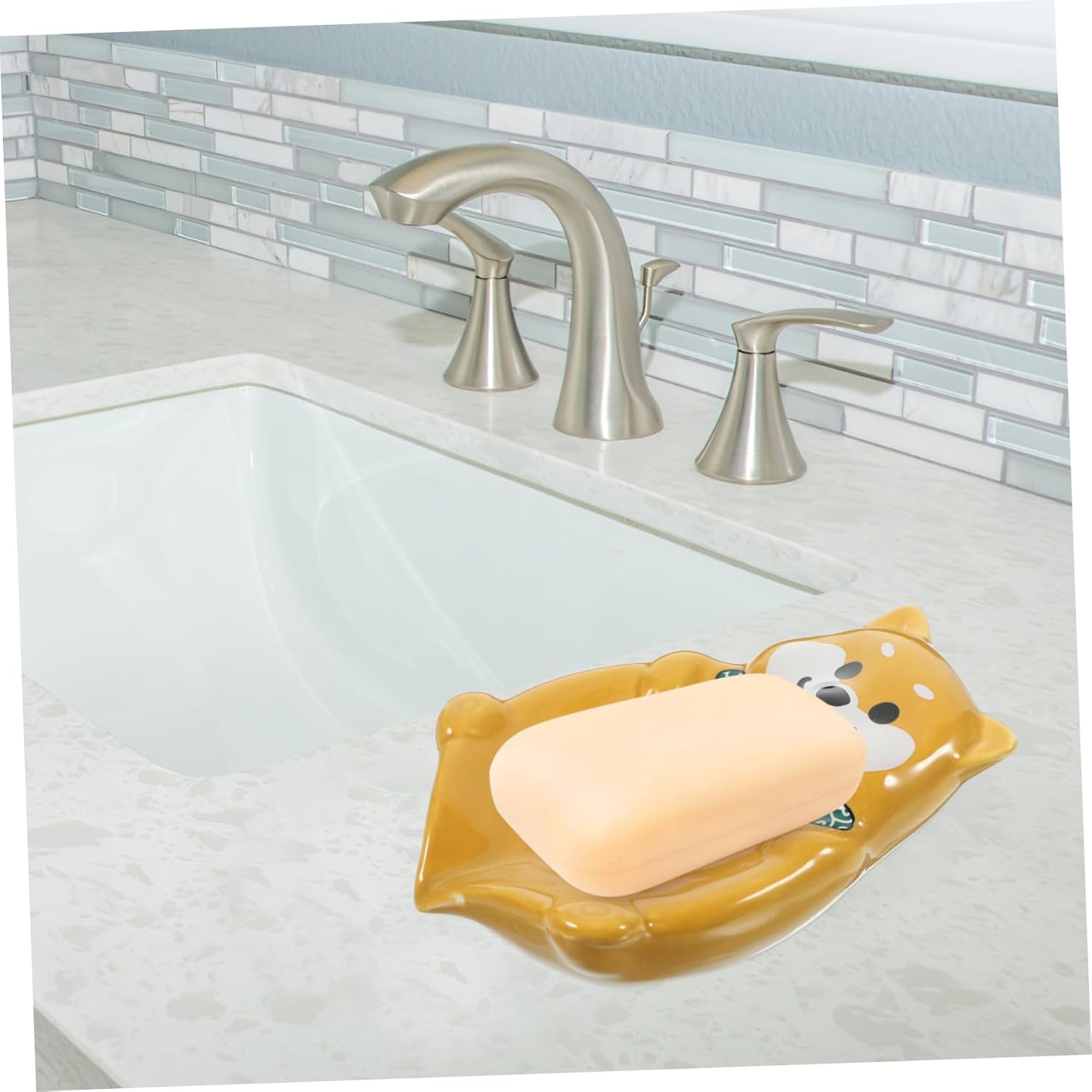 LIFKOME Dog Shaped Ceramic Soap Dish Holder