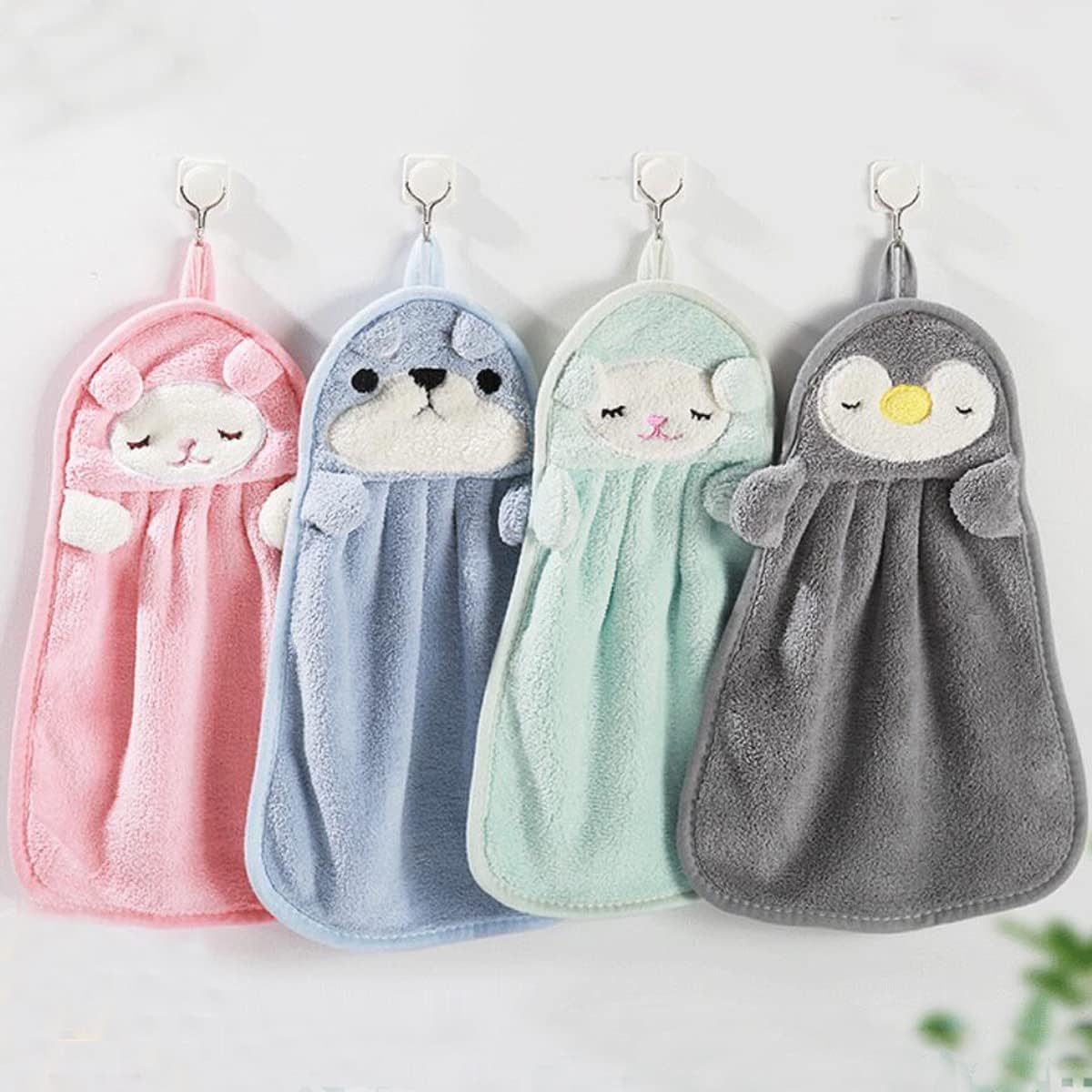 FZBNSRKO 4-Pack Cartoon Animal Hand Towels