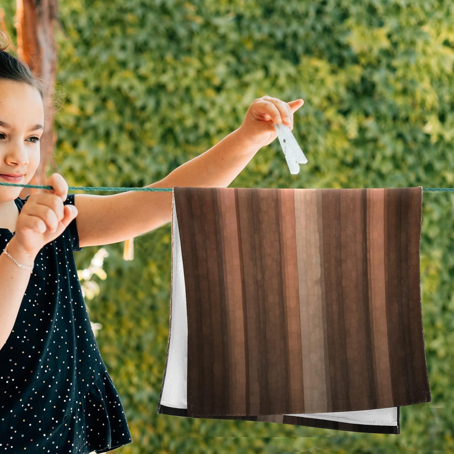 AIYOOLER Hand Towels Set of 2 Brown Earth Orange Design
