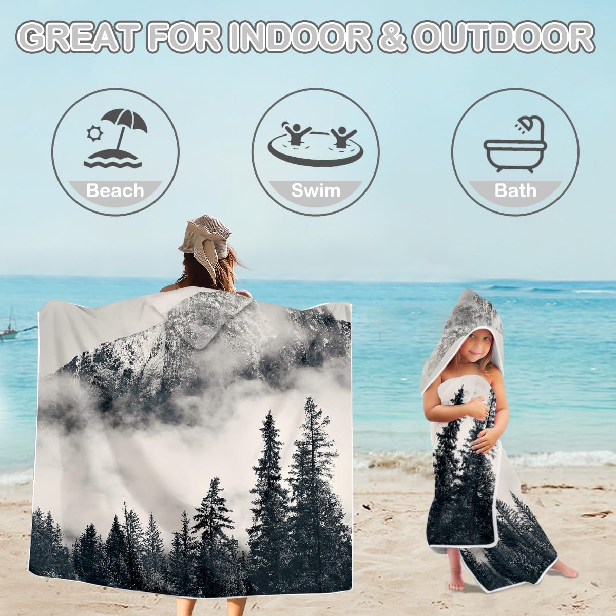 Sleepwish Hooded Bath Towel with Hood for Kids and Adults